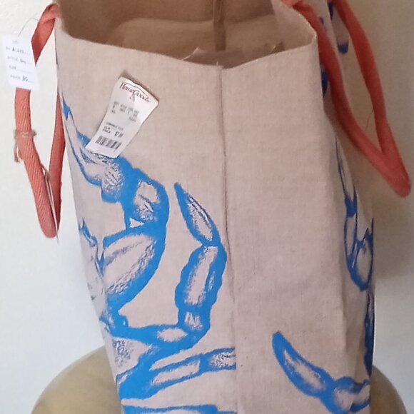 Unisex Tan/Blue Crab Large Crab Tote Bag - Picture 3 of 4